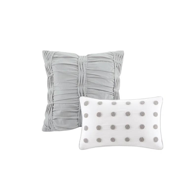 Intelligent Design Brooklyn Cotton Jacquard Comforter Set with Euro Shams and Throw Pillows