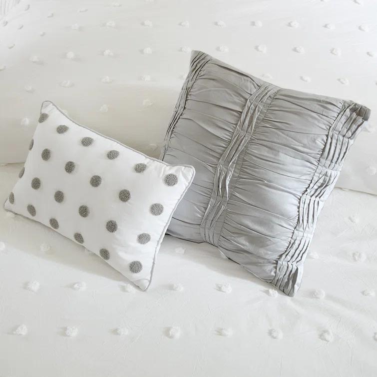 Intelligent Design Brooklyn Cotton Jacquard Comforter Set with Euro Shams and Throw Pillows