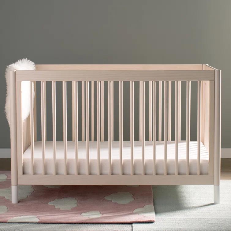 Babyletto Gelato White & Washed Natural Wood 4-in-1 Convertible Baby Crib with Toddler Bed Conversion Kit