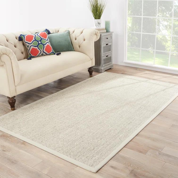 Scandinavia Rakel Wool Area Rug in Solid Taupe/White