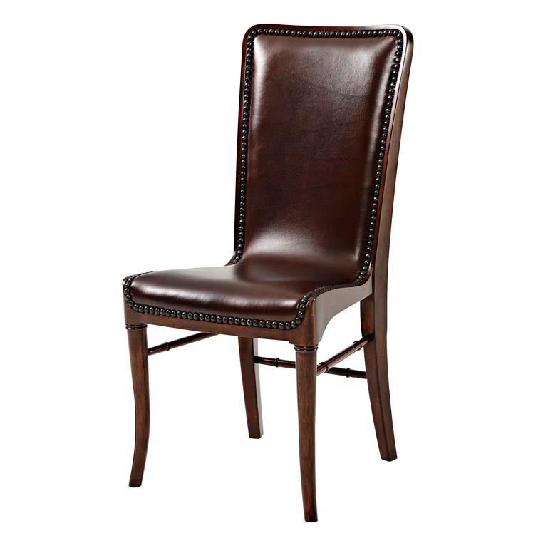 Theodore Alexander Vanucci Eclectics 19.75'' H Genuine Leather Upholstered Side Chair (Set of 2)