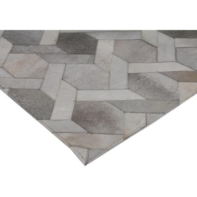 Natural Hide Cowhide Geometric Rug