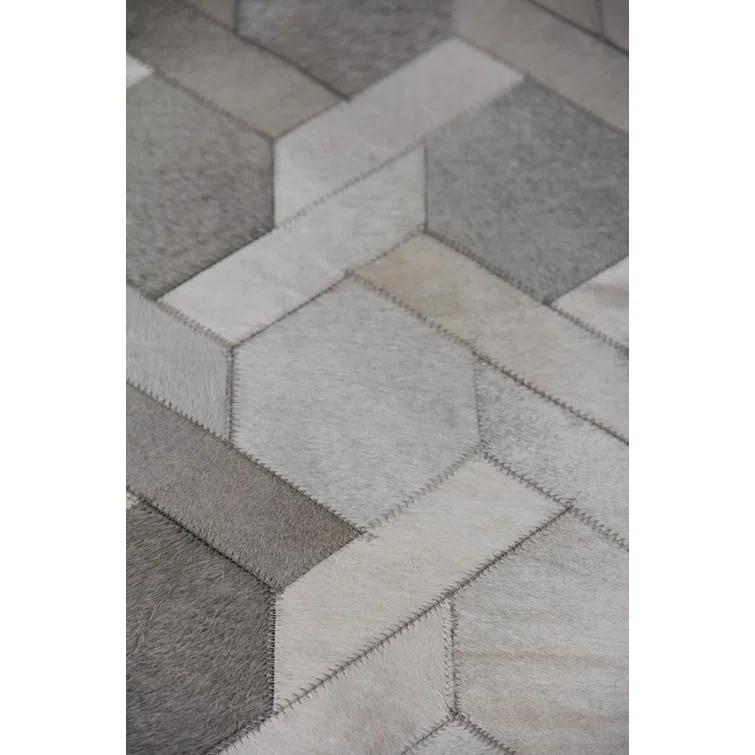 Natural Hide Cowhide Geometric Rug