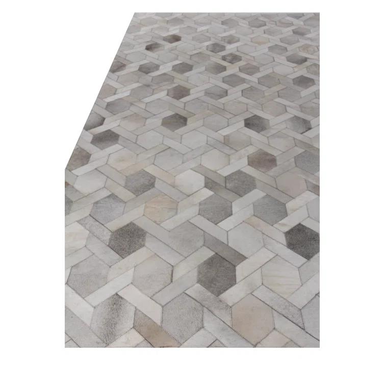 Natural Hide Cowhide Geometric Rug