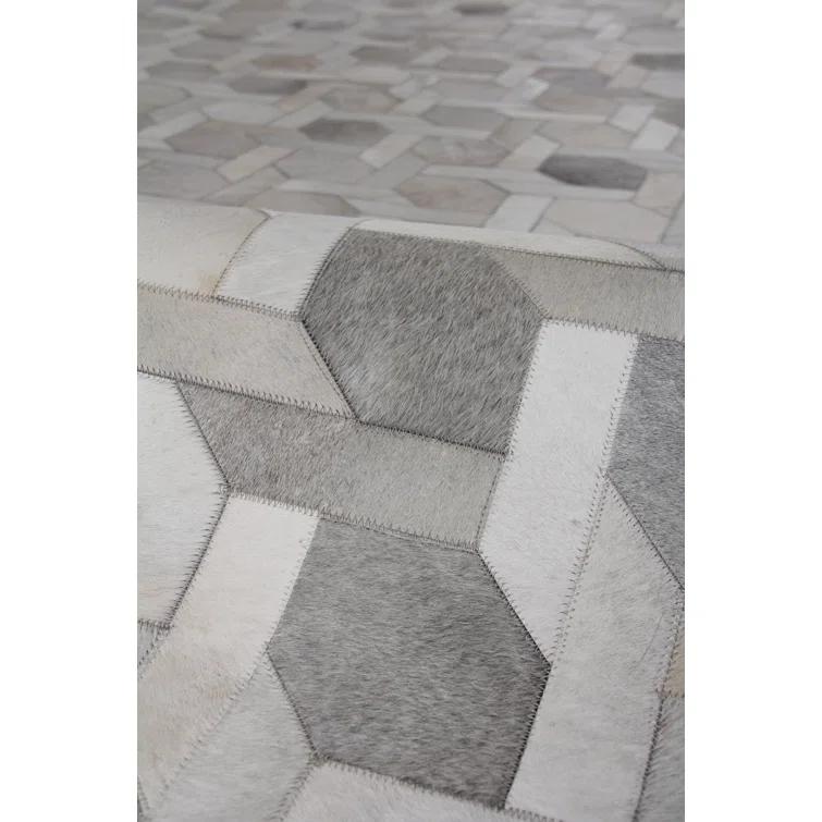 Natural Hide Cowhide Geometric Rug
