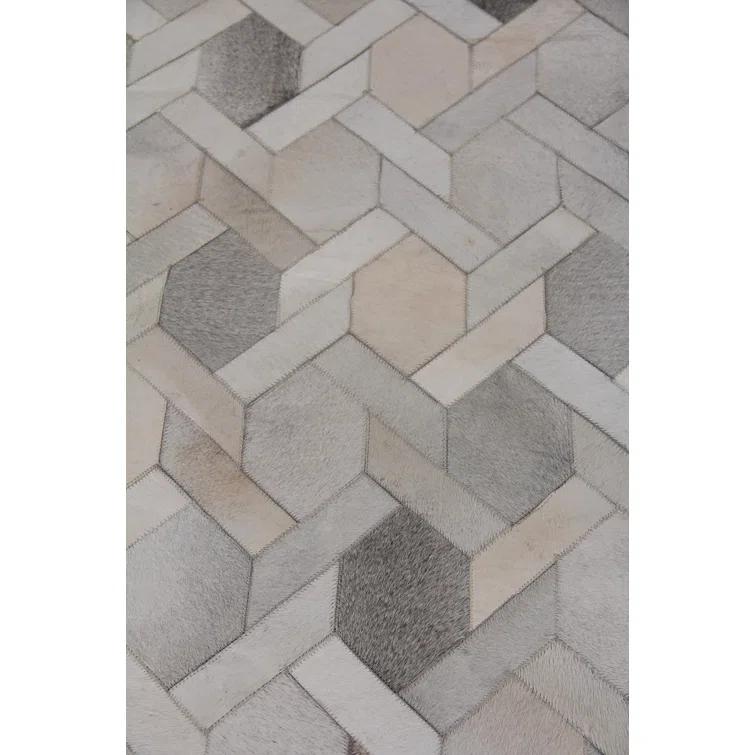 Natural Hide Cowhide Geometric Rug