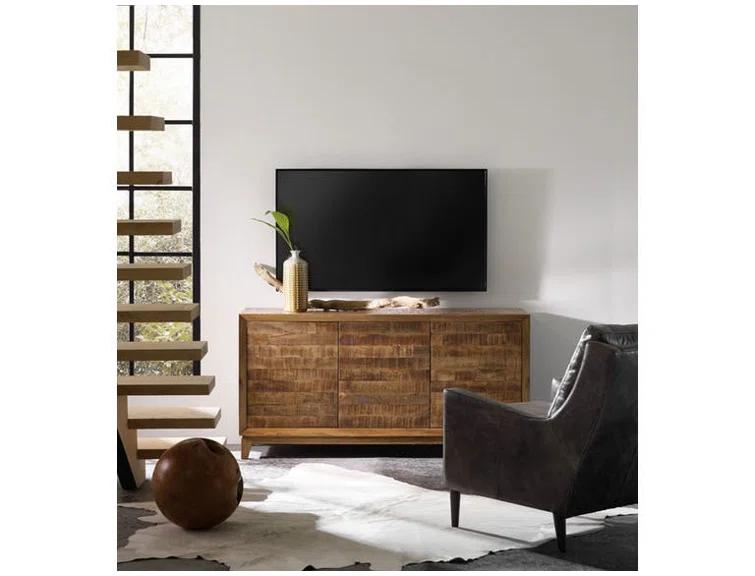 Transitional 64" Brown Entertainment Console with Cabinet