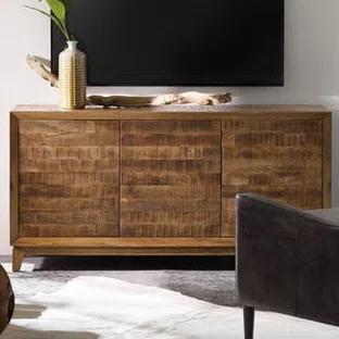 Transitional 64" Brown Entertainment Console with Cabinet