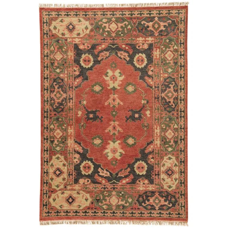 Village By Artemis Wool Oriental Area Rug in Burnt Henna/Phantom/Taos Taupe