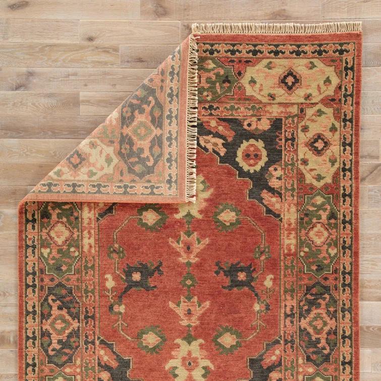 Village By Artemis Wool Oriental Area Rug in Burnt Henna/Phantom/Taos Taupe