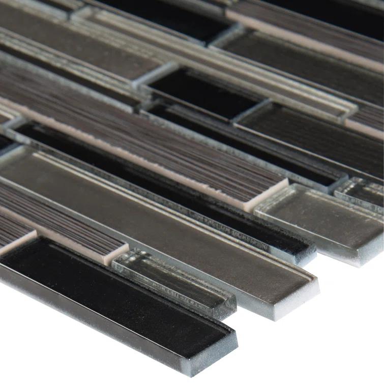 Ackland Metro Gris Blend Interlocking Random Sized Mixed Material Glass Mosaic Tile