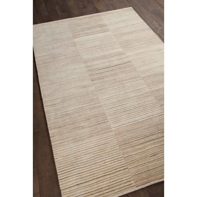 Bohemian Chic Hand-Knotted Wool Rectangular Area Rug, 9' x 13', Brown
