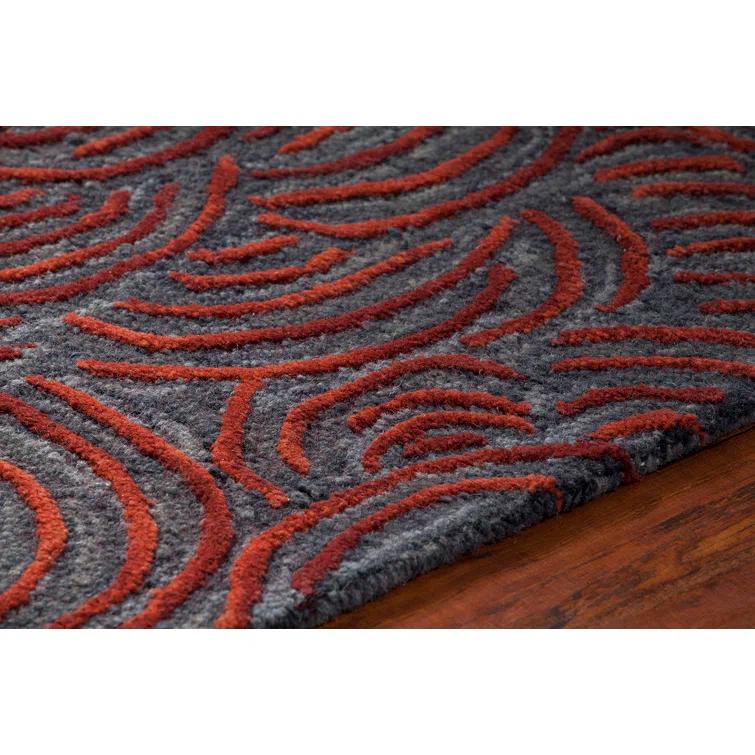 Abstract Handmade Tufted Wool Red/Gray Area Rug