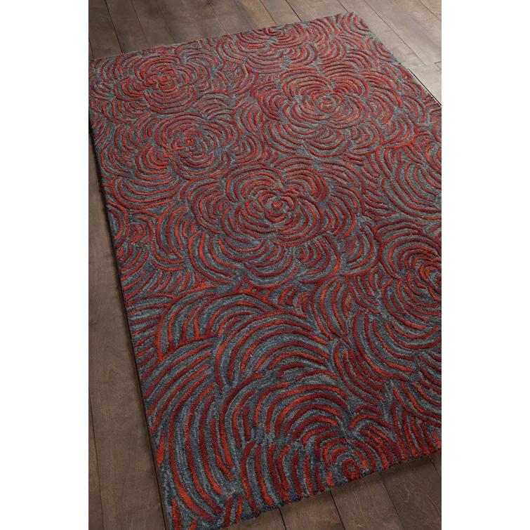 Abstract Handmade Tufted Wool Red/Gray Area Rug