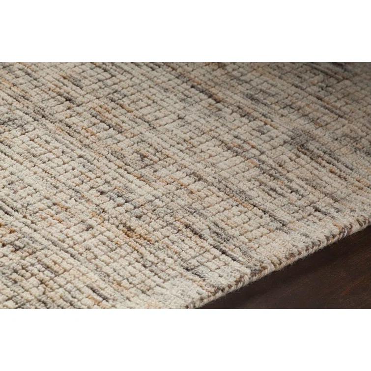 Hand-Knotted Beige Geometric Wool Blend 5' x 7' Area Rug