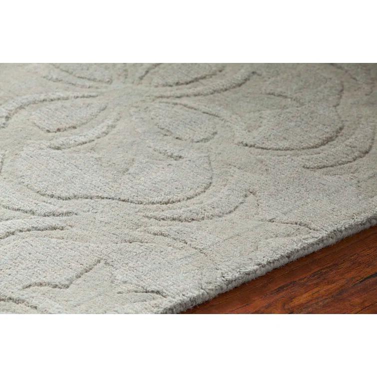 Rekha Geometric Handmade Wool Gray Area Rug
