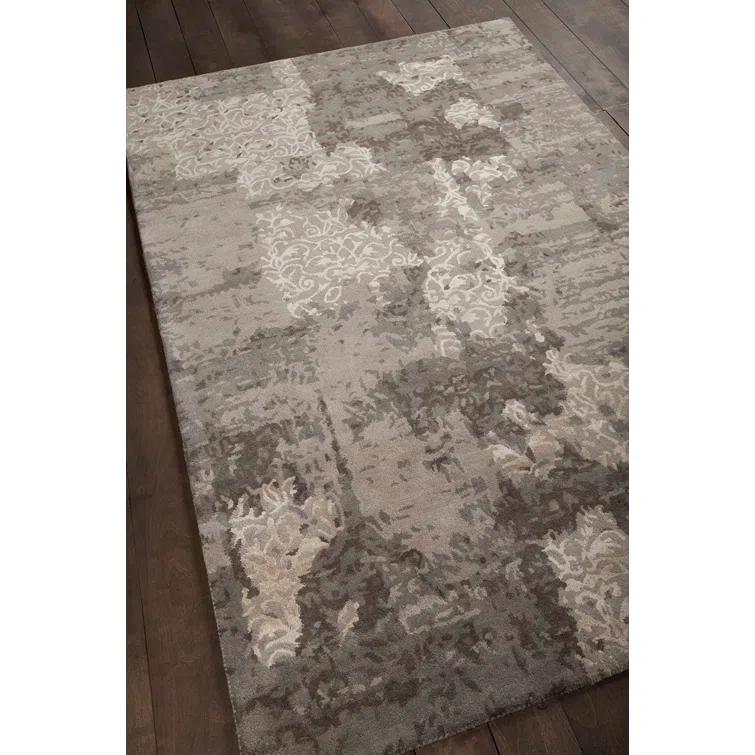 Handmade Gray Tufted Wool-Viscose Blend Rectangular Area Rug 9' x 13'