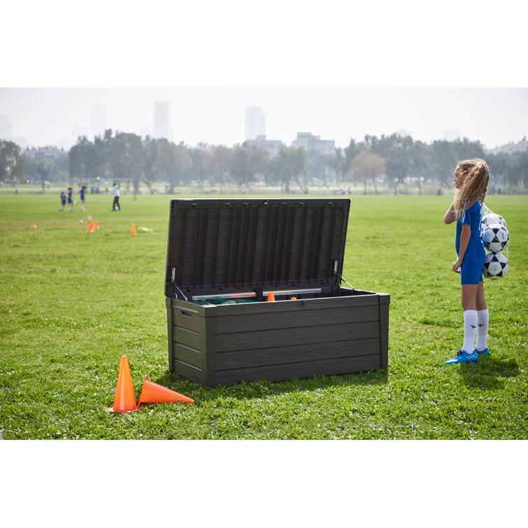 Keter Keter Brightwood 120 Gallon Large Durable Outdoor Storage and Weather Resistant Resin Deck Box
