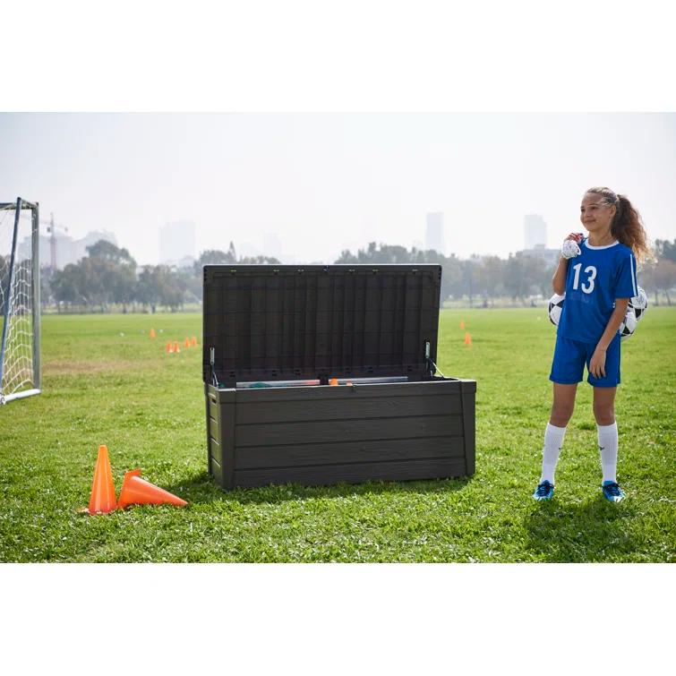 Keter Keter Brightwood 120 Gallon Large Durable Outdoor Storage and Weather Resistant Resin Deck Box