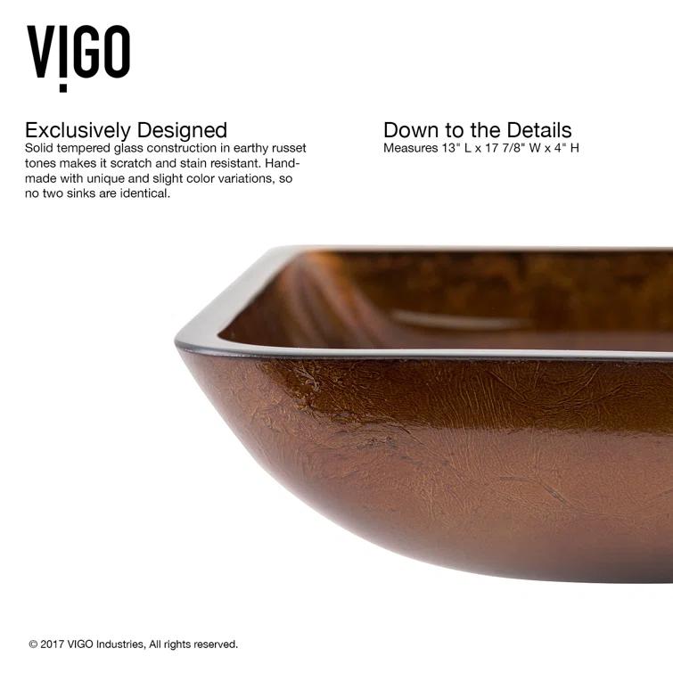 Onyx Rectangular Glass Vessel Bathroom Sink with 11" H Faucet