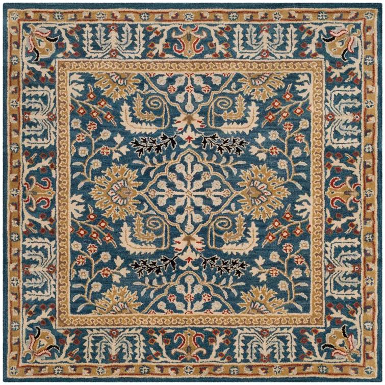 Antiquity AT64 Hand Tufted Area Rug - Dark Blue/Multi - 6'x6' - Safavieh.