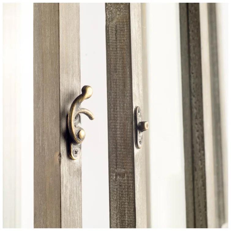 Natural Wood and Metal Hanging Candle Lantern Set