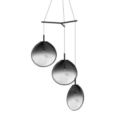 Cantina 36" Smoke Fade Glass LED Pendant Light - Satin Black