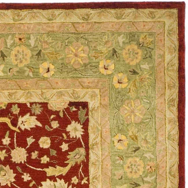 Anatolia AN522 Hand Tufted Indoor Area Rug - Red/Moss - 8'x8' - Safavieh