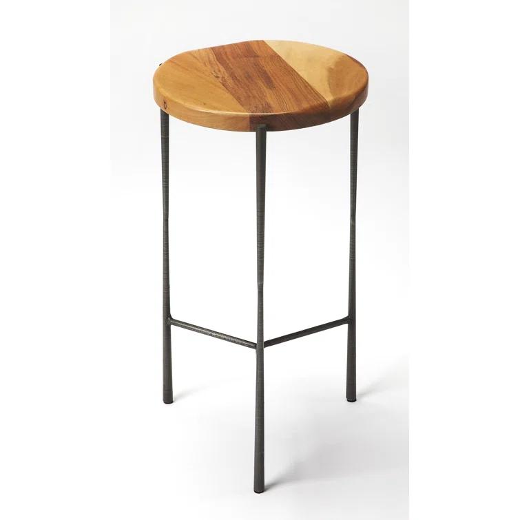 Round 12" Brisbane Wood & Metal End Table