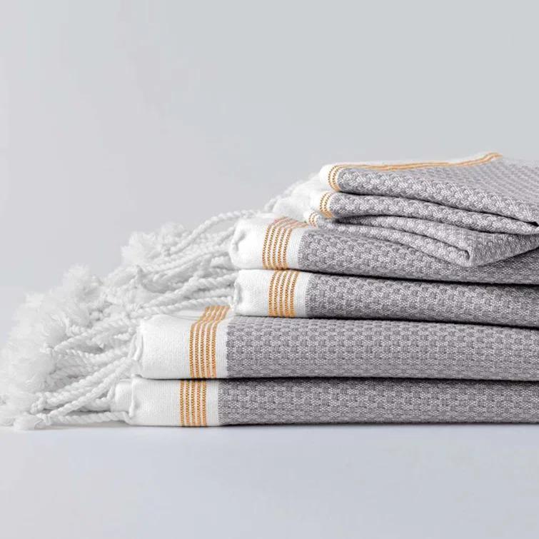 Organic Turkish Cotton Bath Towel Set with Fringe