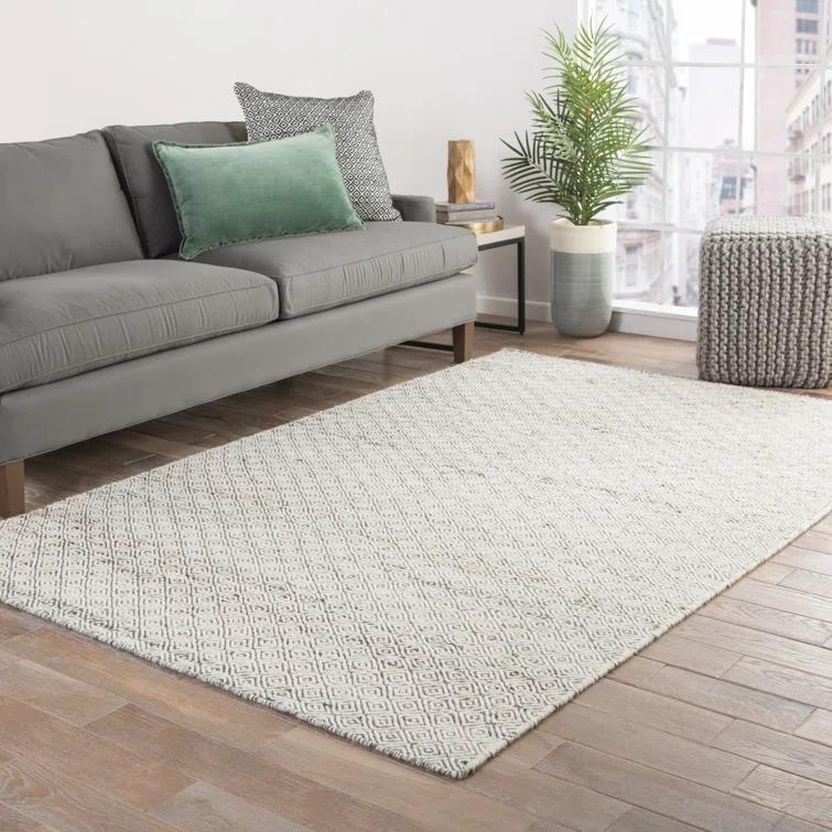 Transitional Diamond Elegance 8' x 10' Gray Wool & Jute Area Rug