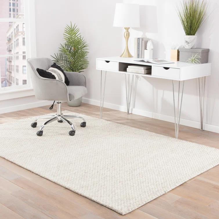 Scandinavia Rakel Wool Area Rug in Solid Taupe/White