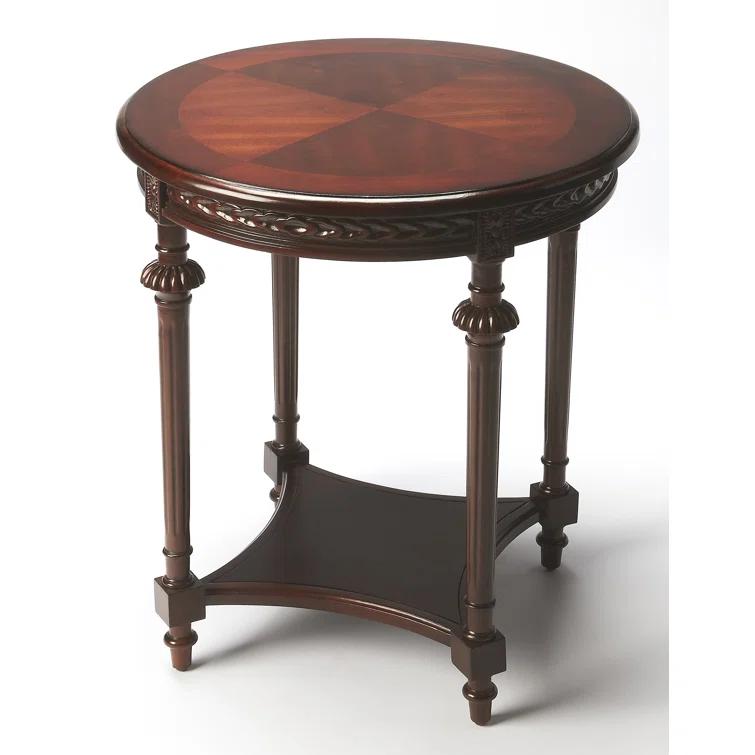 Hellinger Dark Cherry Round Wood End Table