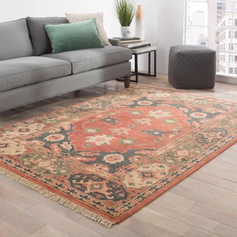Village By Artemis Wool Oriental Area Rug in Burnt Henna/Phantom/Taos Taupe