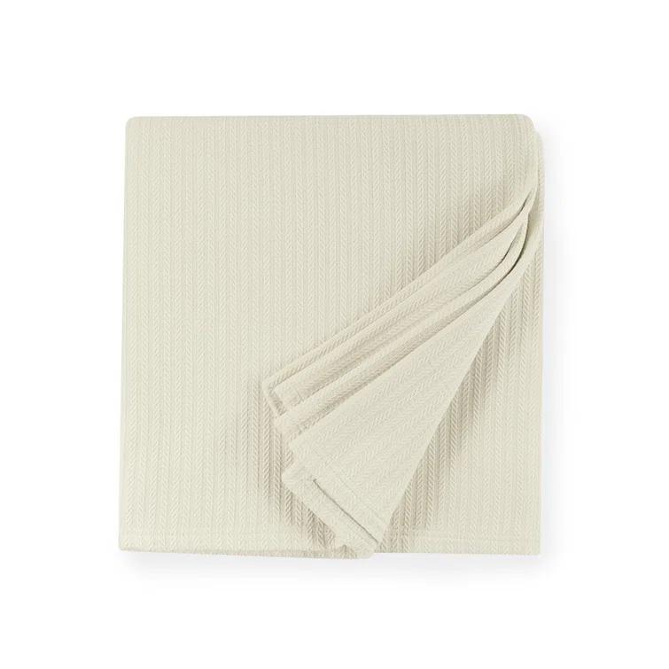 Cozy Ivory Striped Twin-Sized Cotton Knit Blanket