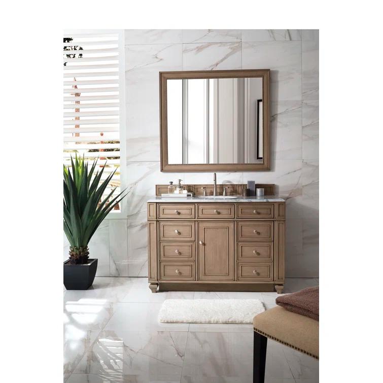 James Martin Vanities 48" Single Vanity, Whitewashed Walnut w/ 3 CM White Zeus Quartz Top