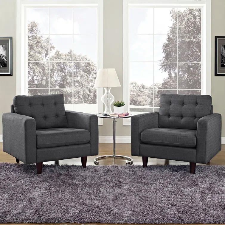 Modway Empress' Mid Century Tufted Arm Chairs