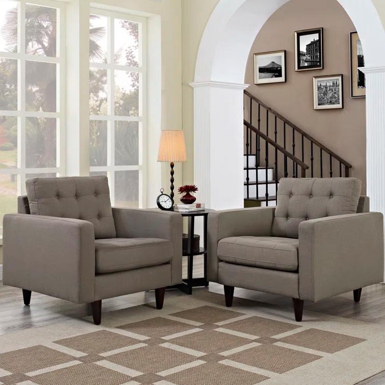 Modway Empress' Mid Century Tufted Arm Chairs