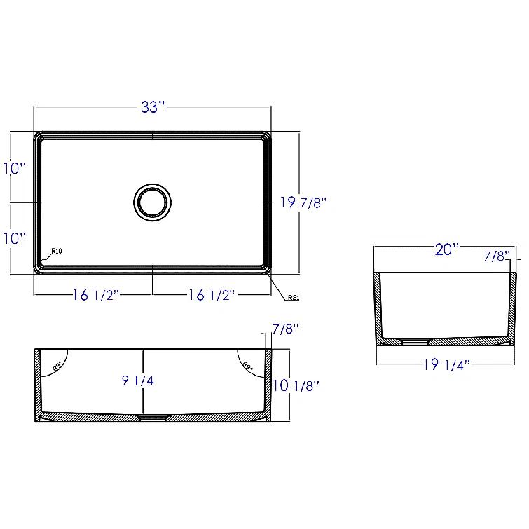 Alfi Brand 34.8'' L Farmhouse / Apron Single Bowl Fireclay Kitchen Sink AB533-W