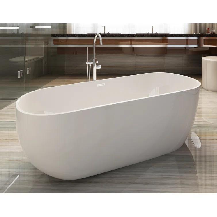 59'' x 28'' Freestanding Soaking Acrylic Bathtub