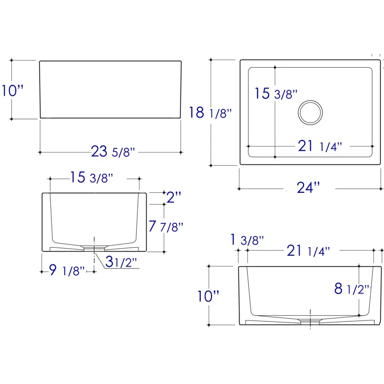 23.63'' L Farmhouse / Apron Single Bowl Fireclay Kitchen Sink