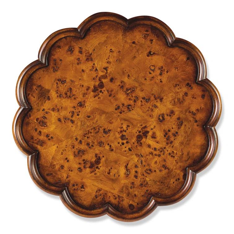 Elegant Round Wood Pedestal Table with Scalloped Edge
