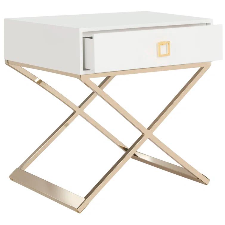 Zarina Modern Cross Leg End Table - White - Safavieh.