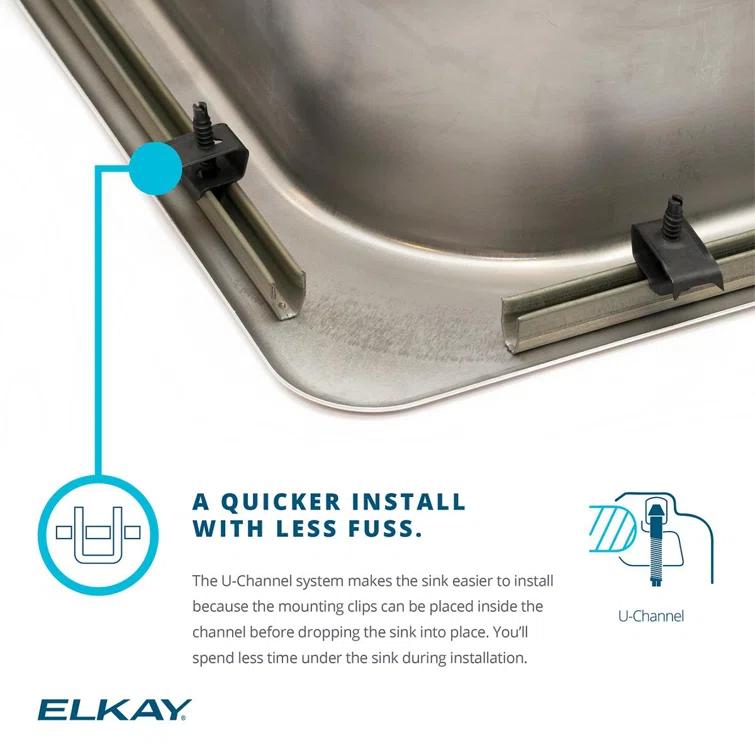 Elkay DLR332210PDMR2 Lustertone 33" L x 22" W Double Basin Drop-In Kitchen Sink with Drain Assembly