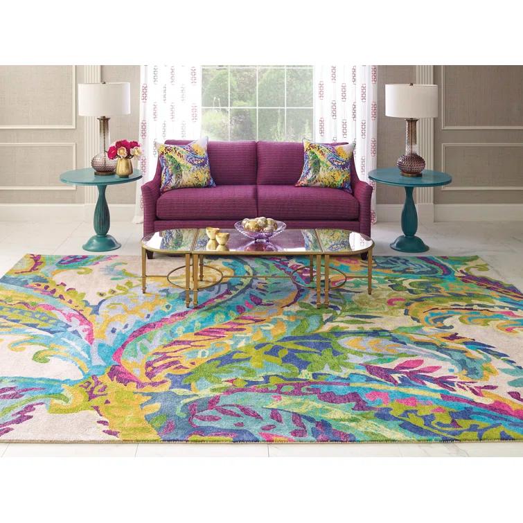Galleria Floral Handmade Tufted Wool Blue/Green/Yellow Area Rug