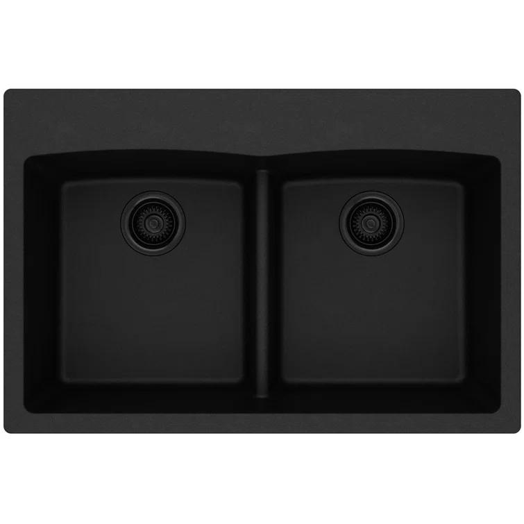 Quartz Classic 33" x 22" x 10" Double Basin Drop-In Kitchen Sink