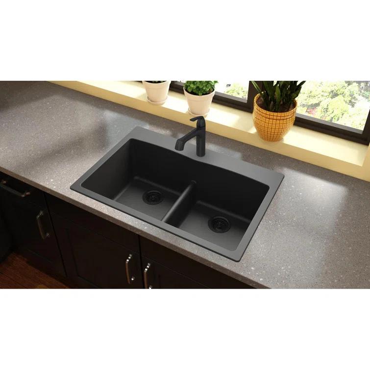 Quartz Classic 33" x 22" x 10" Double Basin Drop-In Kitchen Sink