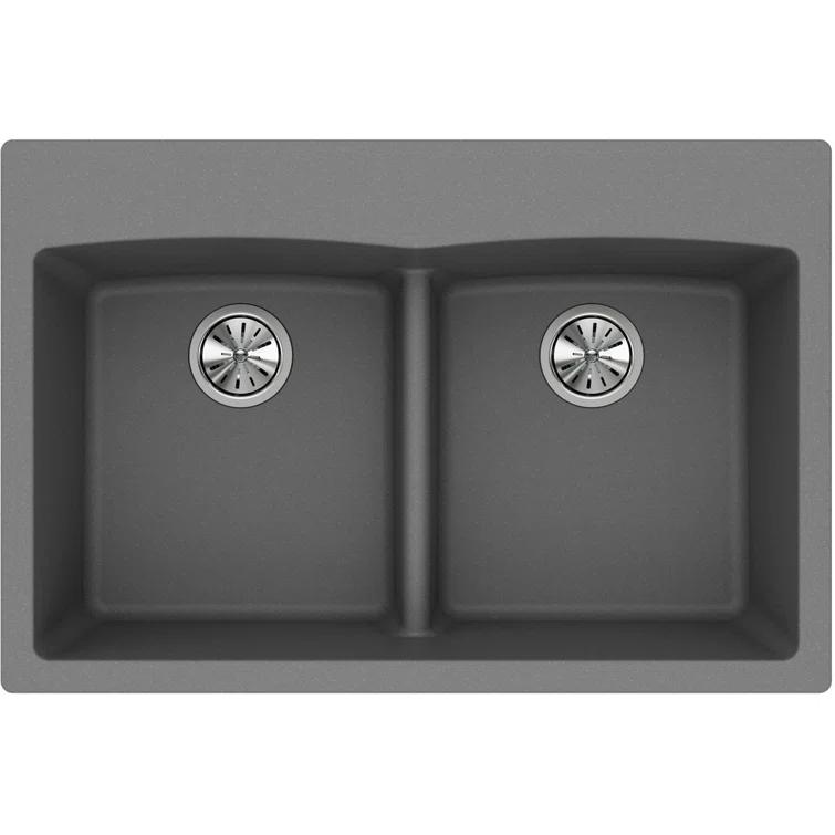 Quartz Classic 33" x 22" x 10" Double Basin Drop-In Kitchen Sink