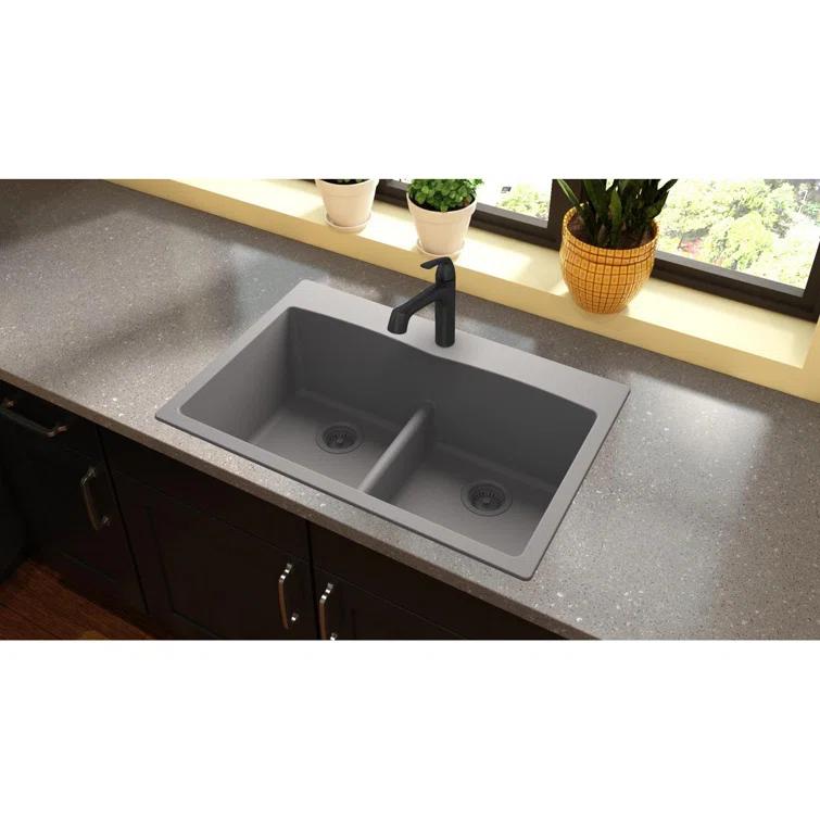 Quartz Classic 33" x 22" x 10" Double Basin Drop-In Kitchen Sink