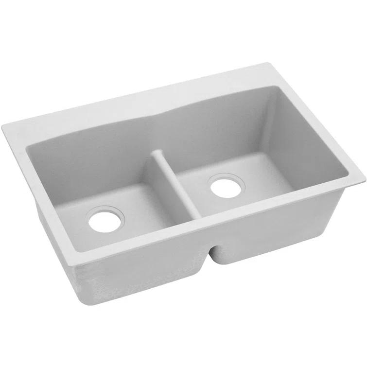 Quartz Classic 33" x 22" x 10" Double Basin Drop-In Kitchen Sink